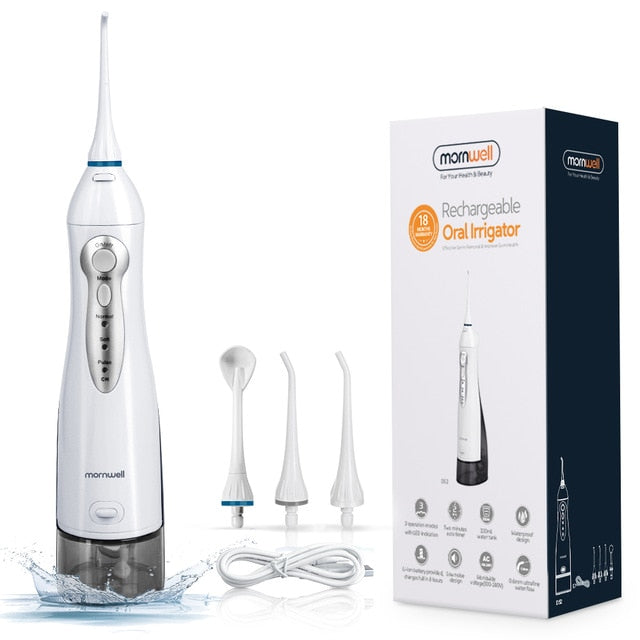 Oral Irrigator USB Rechargeable Water Flosser Portable Dental Water Jet 300ML Water Tank Waterproof Teeth Cleaner oral irrigator. - Tophatter Daily Deals