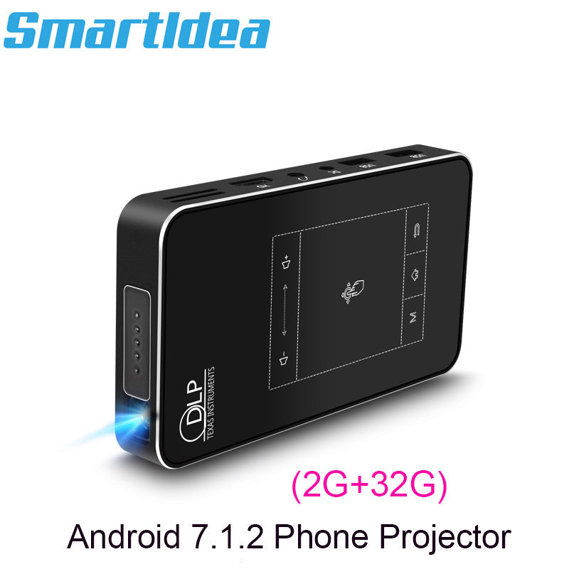 Smartldea T18 (2G+32G) Android 7.1.2 Smart Projector Mini DLP Projector Support AC3 HD 1080P Video Beamer Bluetooth Airplay DLNA - Tophatter Daily Deals