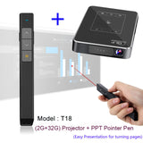 Smartldea T18 (2G+32G) Android 7.1.2 Smart Projector Mini DLP Projector Support AC3 HD 1080P Video Beamer Bluetooth Airplay DLNA 2G 32G and Pen - Tophatter Daily Deals