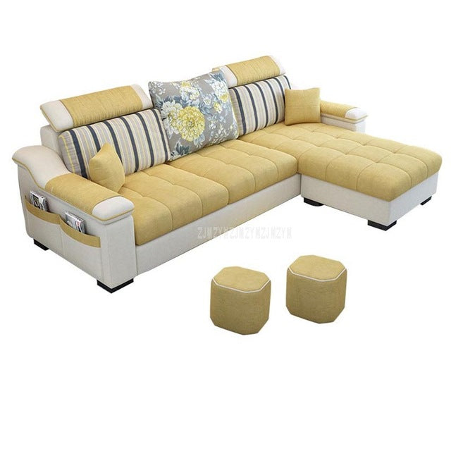 NEW 3 Seat Linen Living Room Sofa Set Home Furniture Modern Design Frame Soft Sponge L Shape Home Furniture No.8 Color - Tophatter Daily Deals