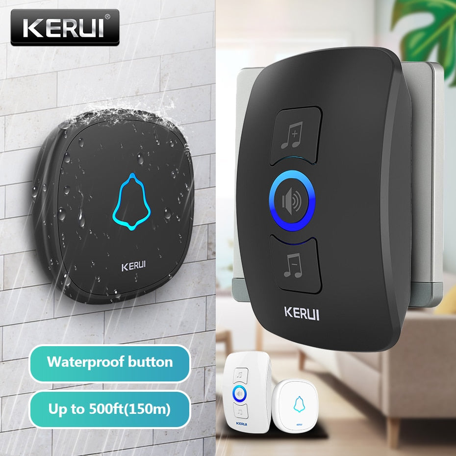 KERUI M525 Home Security Welcome Wireless Doorbell Smart Chimes Doorbell Alarm LED light 32 Songs with Waterproof Touch Button - Tophatter Daily Deals