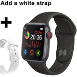 2020 Smart Watch Men Full Touch Waterproof Smartwatch Blood Pressure Fitness Tracker Watch Women WhatsApp Clock For Android IOS Black ad white strap - Tophatter Daily Deals
