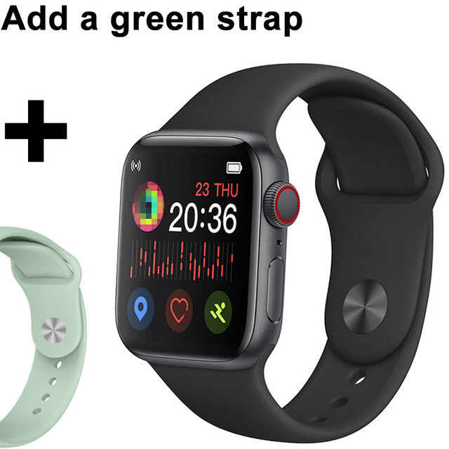 2020 Smart Watch Men Full Touch Waterproof Smartwatch Blood Pressure Fitness Tracker Watch Women WhatsApp Clock For Android IOS Black ad green strap - Tophatter Daily Deals