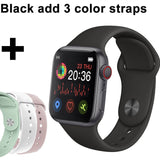 2020 Smart Watch Men Full Touch Waterproof Smartwatch Blood Pressure Fitness Tracker Watch Women WhatsApp Clock For Android IOS Black add 3 straps - Tophatter Daily Deals