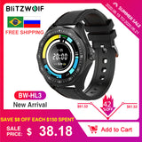 BlitzWolf BW-HL3 Full-touch Screen Heart Rate Blood Pressure Monitor GPS Runing Track Bluetooth Smart Watch For Android IOS - Tophatter Daily Deals