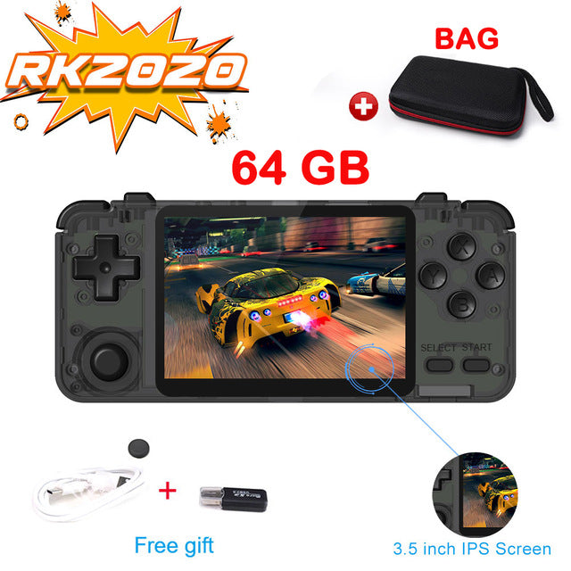 Willkey RK2020 3D Games Retro Console HD 3.5inch IPS Screen Portable Handheld Game Console PS1 N64 Games Video Game Player RK2020 64GB bag - Tophatter Daily Deals