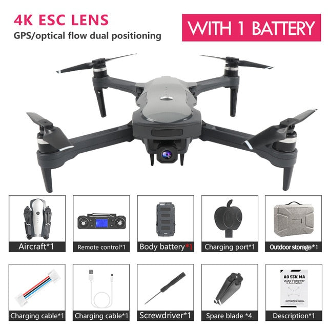 K20 Drone GPS 4K Optical Flow Dual Position WIFI FPV Drone Flight 25 Mins Quadcopter Control Distance 1800m Drone Professional Gray 1B CHINA - Tophatter Daily Deals
