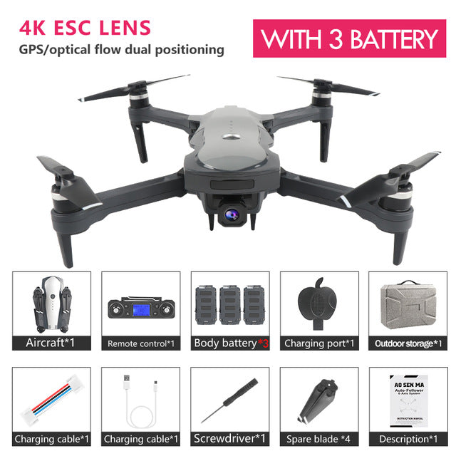 K20 Drone GPS 4K Optical Flow Dual Position WIFI FPV Drone Flight 25 Mins Quadcopter Control Distance 1800m Drone Professional Gray 3B CHINA - Tophatter Daily Deals