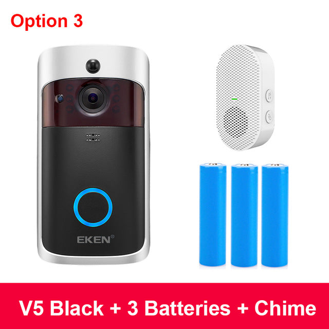 Smart IP Video Intercom WIFI Video Door Phone Door Bell WIFI Doorbell Camera IR Alarm Wireless Security Camera EKEN V5 Option 3 - Tophatter Daily Deals