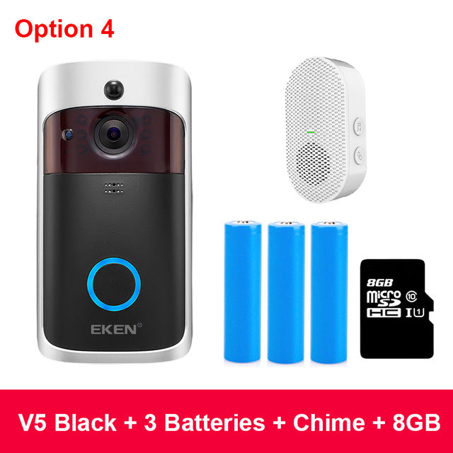 Smart IP Video Intercom WIFI Video Door Phone Door Bell WIFI Doorbell Camera IR Alarm Wireless Security Camera EKEN V5 Option 4 - Tophatter Daily Deals