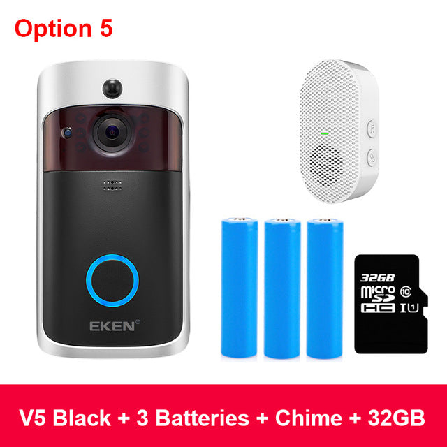 Smart IP Video Intercom WIFI Video Door Phone Door Bell WIFI Doorbell Camera IR Alarm Wireless Security Camera EKEN V5 Option 5 - Tophatter Daily Deals