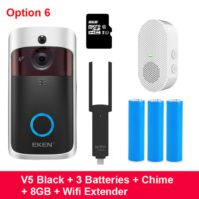 Smart IP Video Intercom WIFI Video Door Phone Door Bell WIFI Doorbell Camera IR Alarm Wireless Security Camera EKEN V5 Option 6 - Tophatter Daily Deals