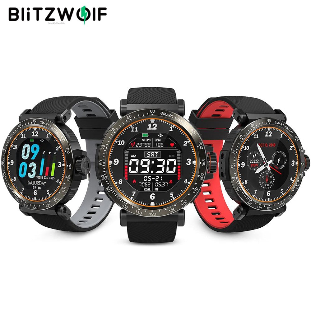 BlitzWolf BW-AT1 Smart Watch Dymanic UI Fitness Tracker Heart Rate Blood Pressure Oxygen Monitor Smartwatch Men Women Wristband - Tophatter Daily Deals