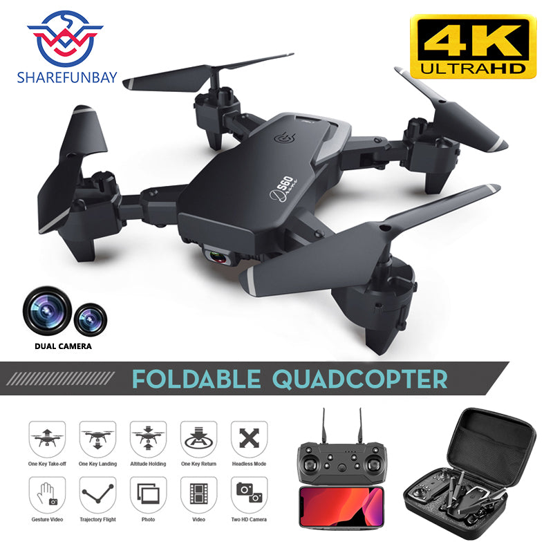 SHAREFUNBAY Drone 4k HD Wide Angle Camera 1080P WiFi fpv Drone Dual Camera Quadcopter Height Keep Drone Camera - Tophatter Daily Deals