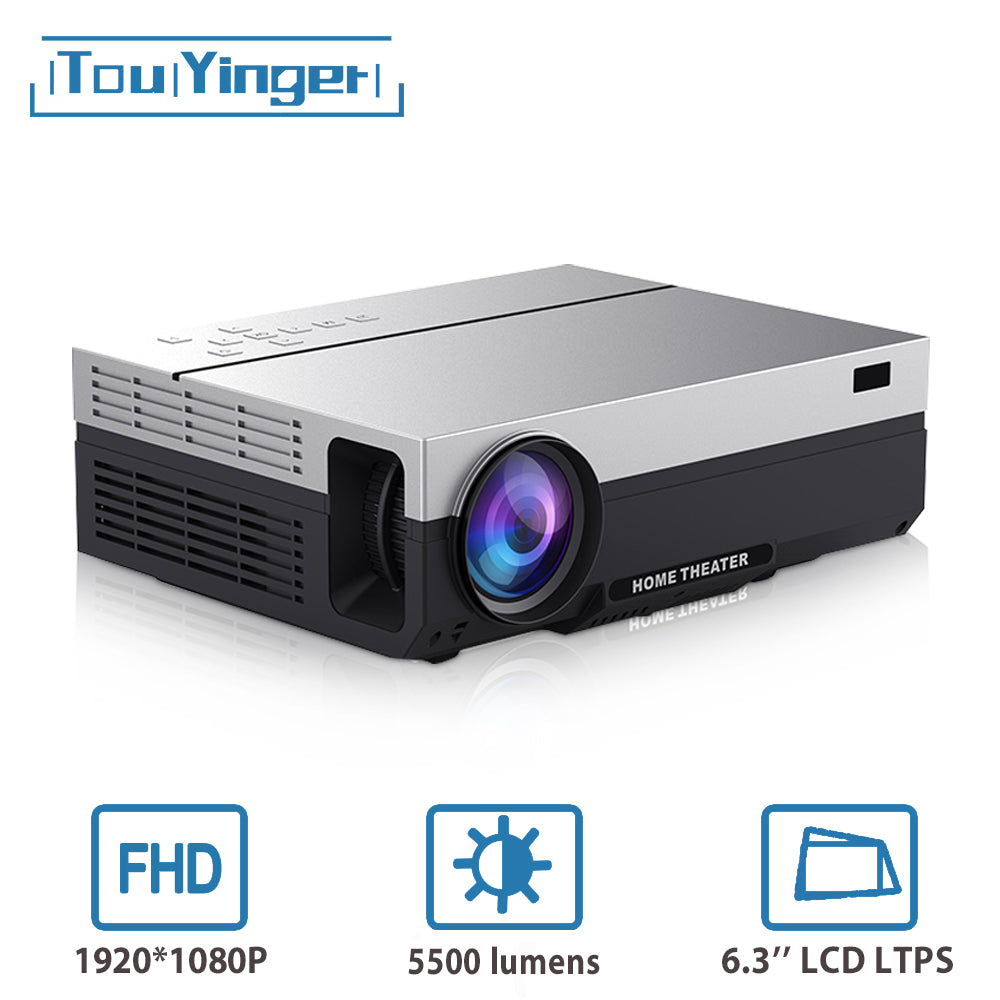 Touyinger T26L T26K 1080p LED full HD Projector Video beamer 5500 Lumen FHD 3D Home cinema HDMI ( Android 9.0 wifi AC3 optional) - Tophatter Daily Deals