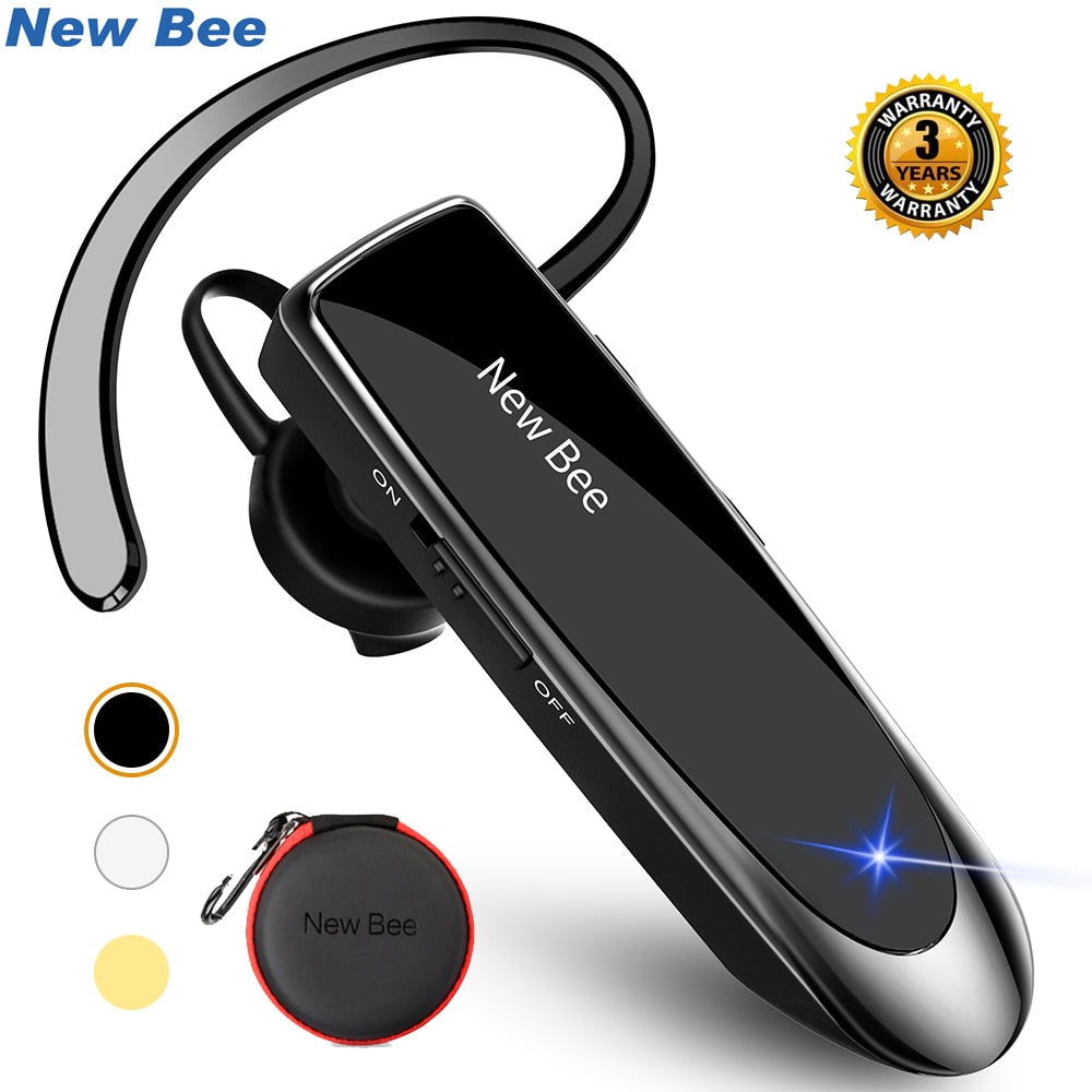 New Bee Original Bluetooth Headset V5.0 Business Earphone Handsfree Headset 24Hrs Talking Driving Headphones with Mic for Phones - Tophatter Daily Deals