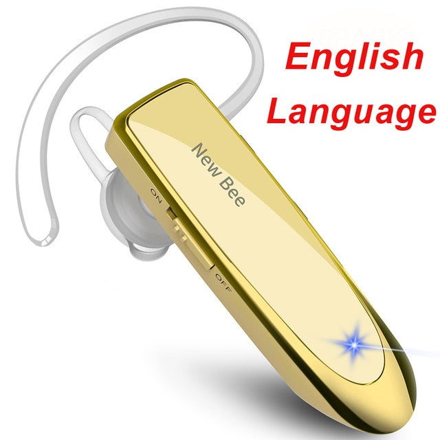 New Bee Original Bluetooth Headset V5.0 Business Earphone Handsfree Headset 24Hrs Talking Driving Headphones with Mic for Phones EN Gold No bag - Tophatter Daily Deals