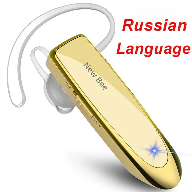 New Bee Original Bluetooth Headset V5.0 Business Earphone Handsfree Headset 24Hrs Talking Driving Headphones with Mic for Phones RU Gold No bag - Tophatter Daily Deals