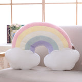 Pastel Rainbow Cloud Plush Moon Multicoloured Stripey Candy Star Moon Plush Cloud Pink - 53cm x 40cm Rainbows - Tophatter Daily Deals