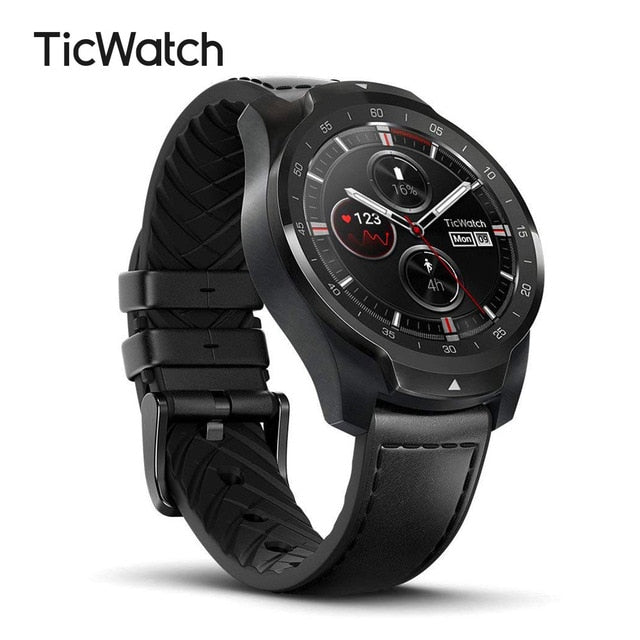 TicWatch Pro Global Version Smart Watch Wear OS by Google for iOS& Android NFC Payment GPS Waterproof IP 68 Bluetooth Smartwatch Black - Tophatter Daily Deals