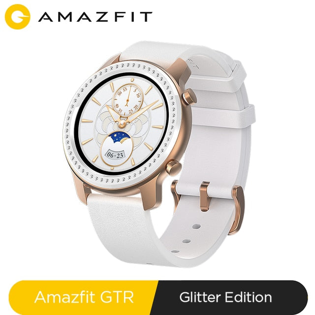 In Stock Glitter Edition New Amazfit GTR 42mm Smart Watch 5ATM women's watch12 Days Battery Music Control For Android IOS phone Glitter Edition L - Tophatter Daily Deals