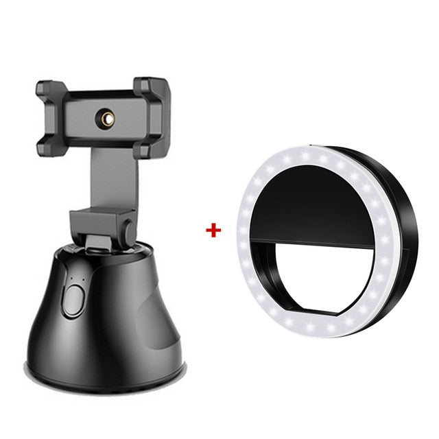 Apai Genie 360 Rotation Face tracking Selfie Stick Tripod Object Tracking Holder Camera Gimbal for Photo Vlog Live Video Record Black with light - Tophatter Daily Deals