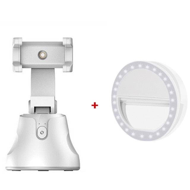 Apai Genie 360 Rotation Face tracking Selfie Stick Tripod Object Tracking Holder Camera Gimbal for Photo Vlog Live Video Record White with light - Tophatter Daily Deals