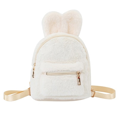 Plush Faux Fur Mini Rabbit Ears Backpack White Animals - Tophatter Daily Deals