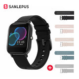 2020 SANLEPUS Smart Watch Sport Heart Rate Monitor Waterproof Watches Men Women Bluetooth Smart Band For Android iOS Xiaomi Black with 5 straps - Tophatter Daily Deals