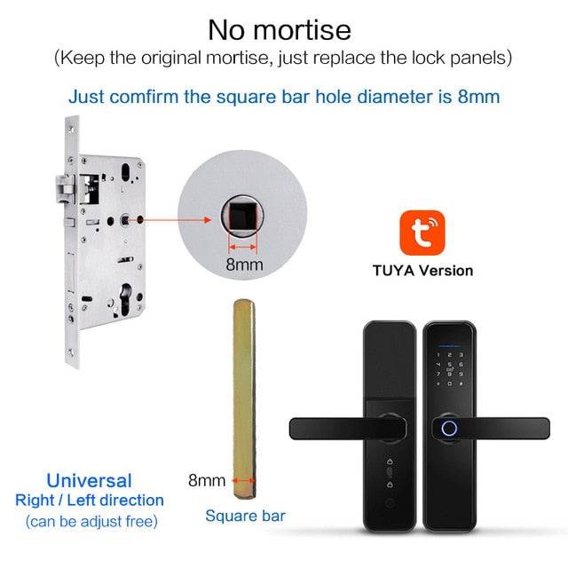 New X5 Waterproof Tuya Biometric Fingerprint Lock, Security Intelligent Smart Lock With WiFi APP Password RFID Door Lock WITHOUT MORTISE - Tophatter Daily Deals