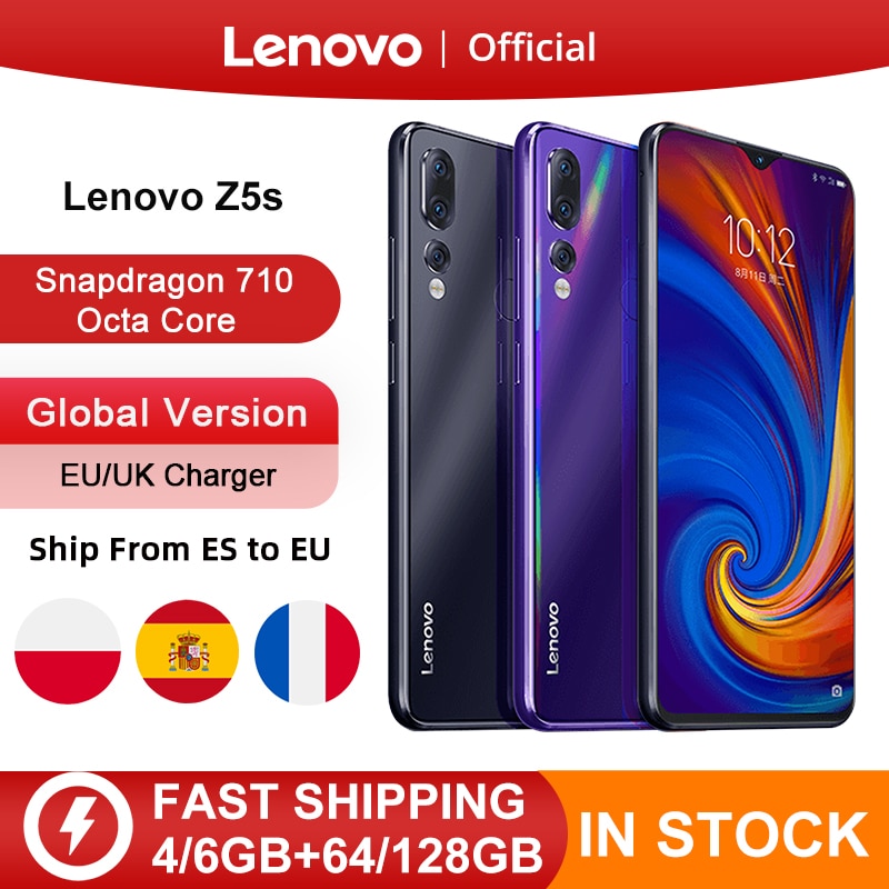 Global Version Lenovo Z5s Snapdragon 710 Octa Core 64GB 128GB SmartPhone Face ID 6.3 AI Triple Rear Camera Android P Cellphone - Tophatter Daily Deals