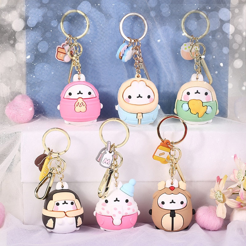Molang Rabbit Korean Cartoon Keychain Cute And Exquisite Pvc Cartoon Doll Key Chain Hanging Decoration Keyring Accessories Animals - Tophatter Daily Deals