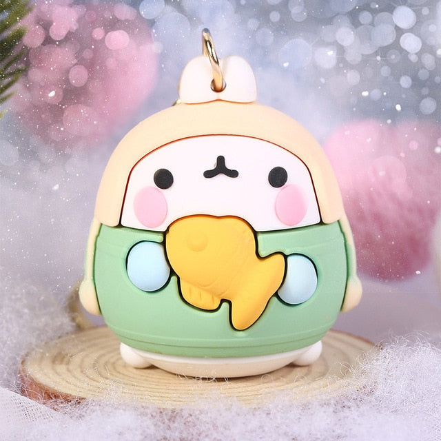 Molang Rabbit Korean Cartoon Keychain Cute And Exquisite Pvc Cartoon Doll Key Chain Hanging Decoration Keyring Accessories Black Animals - Tophatter Daily Deals