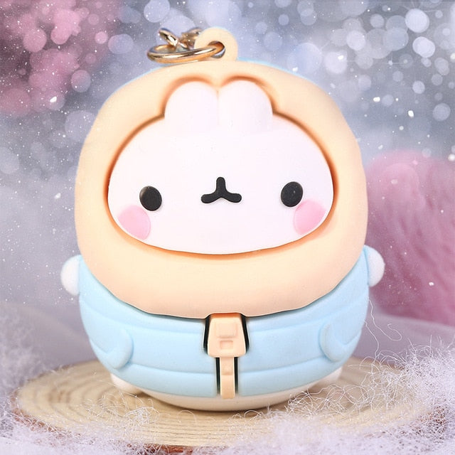 Molang Rabbit Korean Cartoon Keychain Cute And Exquisite Pvc Cartoon Doll Key Chain Hanging Decoration Keyring Accessories Red Animals - Tophatter Daily Deals
