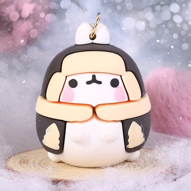 Molang Rabbit Korean Cartoon Keychain Cute And Exquisite Pvc Cartoon Doll Key Chain Hanging Decoration Keyring Accessories Gray Animals - Tophatter Daily Deals