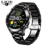 LIGE 2020 fashion Full circle touch screen Mens Smart Watches IP68 Waterproof Sports Fitness Watch Luxury Smart Watch for men Black S - Tophatter Daily Deals