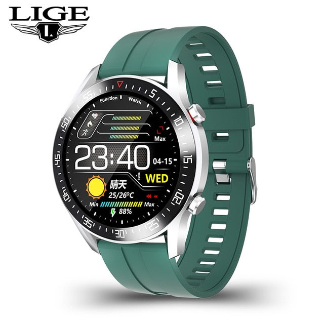 LIGE 2020 fashion Full circle touch screen Mens Smart Watches IP68 Waterproof Sports Fitness Watch Luxury Smart Watch for men Light blue - Tophatter Daily Deals