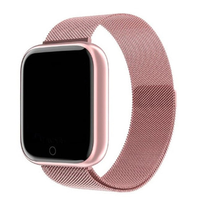 New I5 Women Waterproof Smart Watch P70 P68 Bluetooth Smartwatch For Apple IPhone Xiaomi Heart Rate Monitor Fitness Tracker D20 Pink Steel - Tophatter Daily Deals