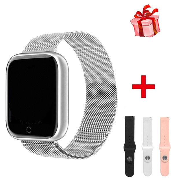 New I5 Women Waterproof Smart Watch P70 P68 Bluetooth Smartwatch For Apple IPhone Xiaomi Heart Rate Monitor Fitness Tracker D20 WH Steel 3 Strap - Tophatter Daily Deals