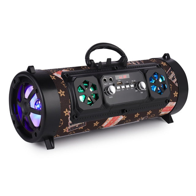 16W Portable Column Bluetooth Speaker Move KTV 3D Sound System Sound Bar Subwoofer Music Wireless Speaker FM Radio USB Brown - Tophatter Daily Deals