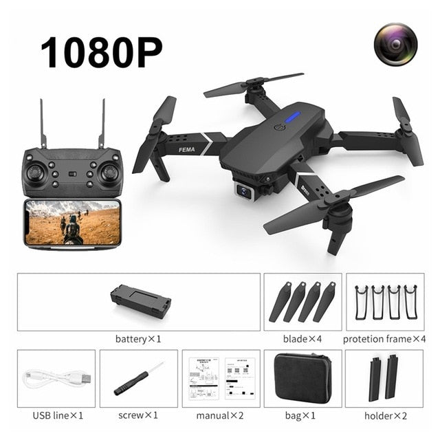 FEMA E525 E525S GPS Drone with 4K / 1080P 5G Wifi FPV HD Wide Angle Camera Foldable Mini Dron RC Quadcopter Follow Me VS E520S NoGPS 1080P 1B Black China - Tophatter Daily Deals