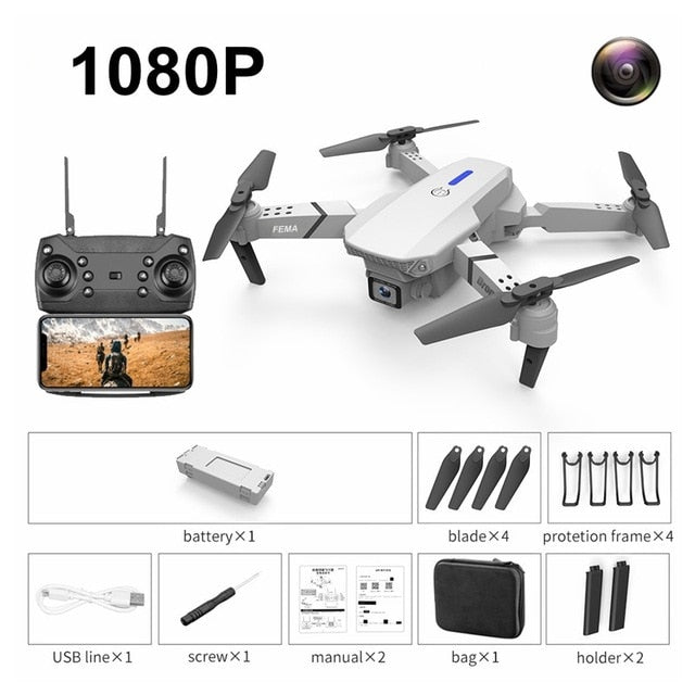 FEMA E525 E525S GPS Drone with 4K / 1080P 5G Wifi FPV HD Wide Angle Camera Foldable Mini Dron RC Quadcopter Follow Me VS E520S NoGPS 1080P 1B White China - Tophatter Daily Deals