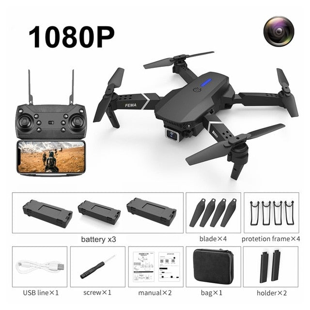FEMA E525 E525S GPS Drone with 4K / 1080P 5G Wifi FPV HD Wide Angle Camera Foldable Mini Dron RC Quadcopter Follow Me VS E520S NoGPS 1080P 3B Black China - Tophatter Daily Deals