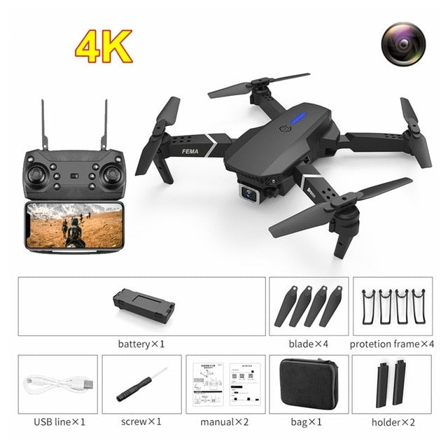 FEMA E525 E525S GPS Drone with 4K / 1080P 5G Wifi FPV HD Wide Angle Camera Foldable Mini Dron RC Quadcopter Follow Me VS E520S No GPS 4K 1B Black China - Tophatter Daily Deals