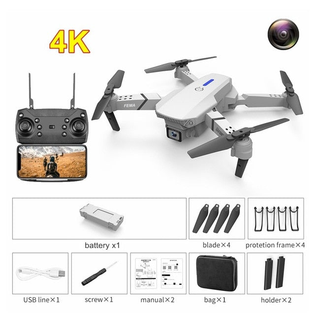 FEMA E525 E525S GPS Drone with 4K / 1080P 5G Wifi FPV HD Wide Angle Camera Foldable Mini Dron RC Quadcopter Follow Me VS E520S No GPS 4K 1B White China - Tophatter Daily Deals