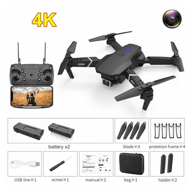 FEMA E525 E525S GPS Drone with 4K / 1080P 5G Wifi FPV HD Wide Angle Camera Foldable Mini Dron RC Quadcopter Follow Me VS E520S No GPS 4K 2B Black China - Tophatter Daily Deals