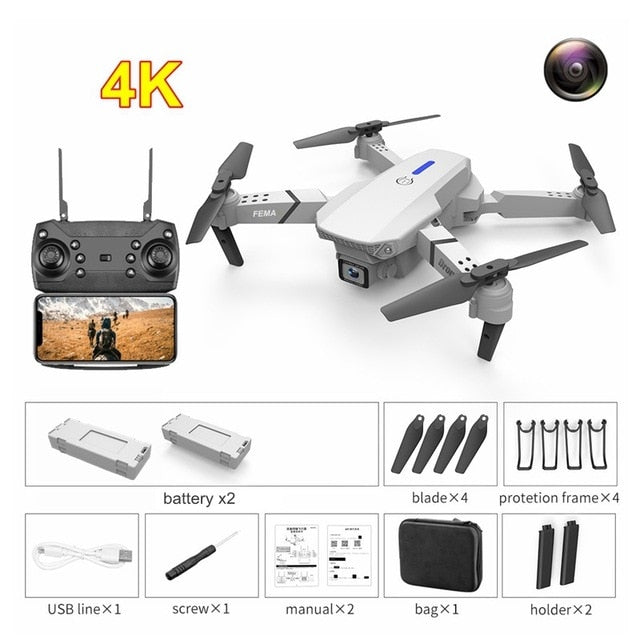 FEMA E525 E525S GPS Drone with 4K / 1080P 5G Wifi FPV HD Wide Angle Camera Foldable Mini Dron RC Quadcopter Follow Me VS E520S No GPS 4K 2B White China - Tophatter Daily Deals