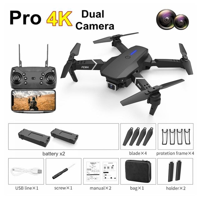 FEMA E525 E525S GPS Drone with 4K / 1080P 5G Wifi FPV HD Wide Angle Camera Foldable Mini Dron RC Quadcopter Follow Me VS E520S No GPS P 4K 2B Black China - Tophatter Daily Deals