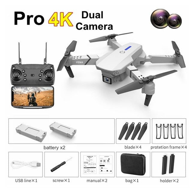 FEMA E525 E525S GPS Drone with 4K / 1080P 5G Wifi FPV HD Wide Angle Camera Foldable Mini Dron RC Quadcopter Follow Me VS E520S No GPS P 4K 2B White China - Tophatter Daily Deals