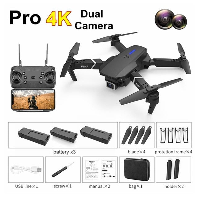 FEMA E525 E525S GPS Drone with 4K / 1080P 5G Wifi FPV HD Wide Angle Camera Foldable Mini Dron RC Quadcopter Follow Me VS E520S No GPS P 4K 3B Black China - Tophatter Daily Deals